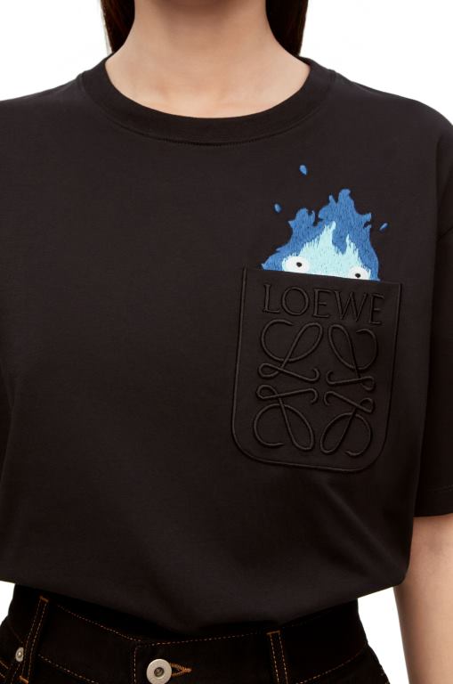 Loewe Men Calcifer pocket T-shirt in cotton 206XF829 Black