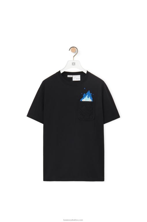Loewe Men Calcifer pocket T-shirt in cotton 206XF829 Black