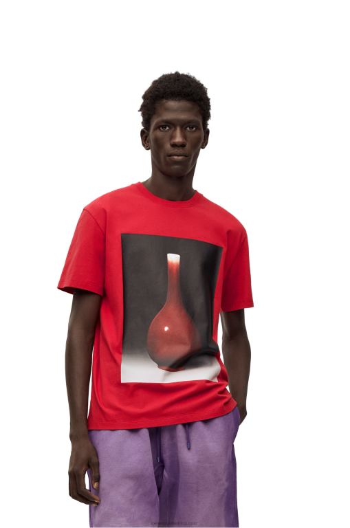 Loewe Men Ceramic print T-shirt in cotton 206XF821 Red