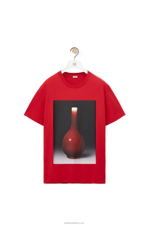 Loewe Men Ceramic print T-shirt in cotton 206XF821 Red