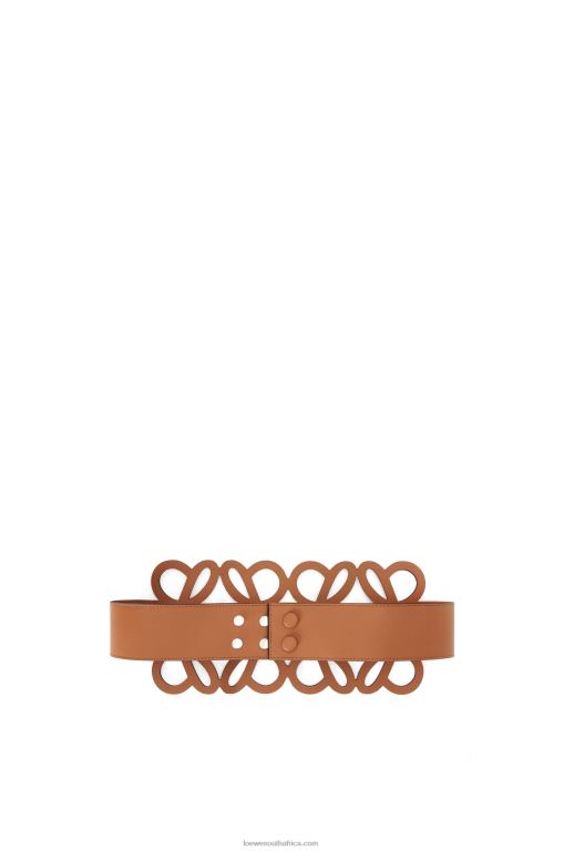 Loewe Women Anagram cut out belt in calfskin 206XF1155 Tan