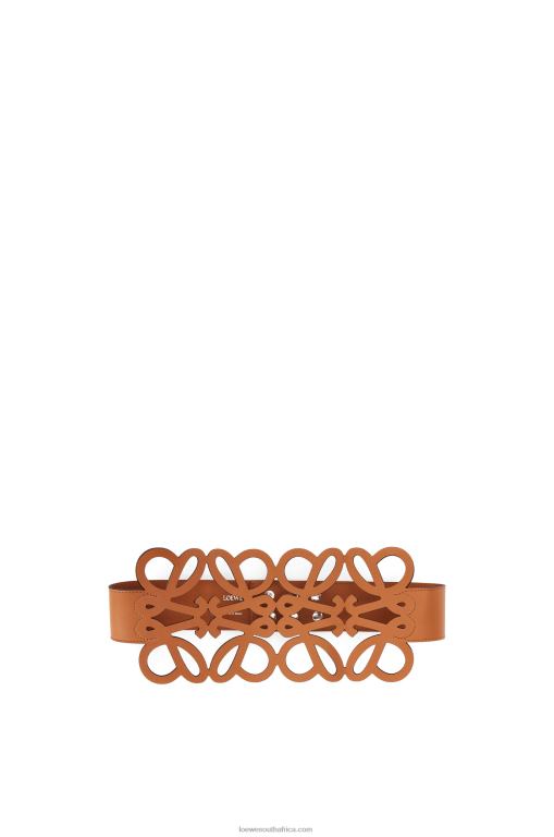 Loewe Women Anagram cut out belt in calfskin 206XF1155 Tan