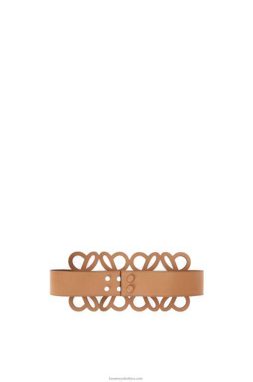 Loewe Women Anagram cut out belt in calfskin 206XF1156 Warm Desert