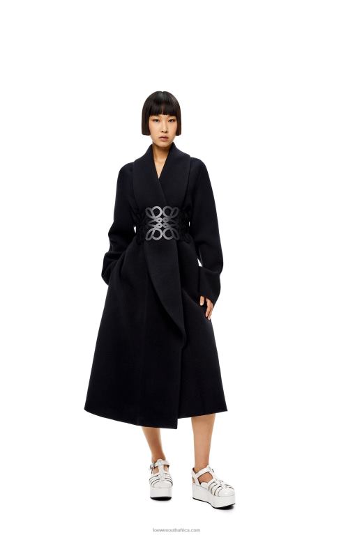 Loewe Women Anagram cut out belt in calfskin 206XF1157 Black