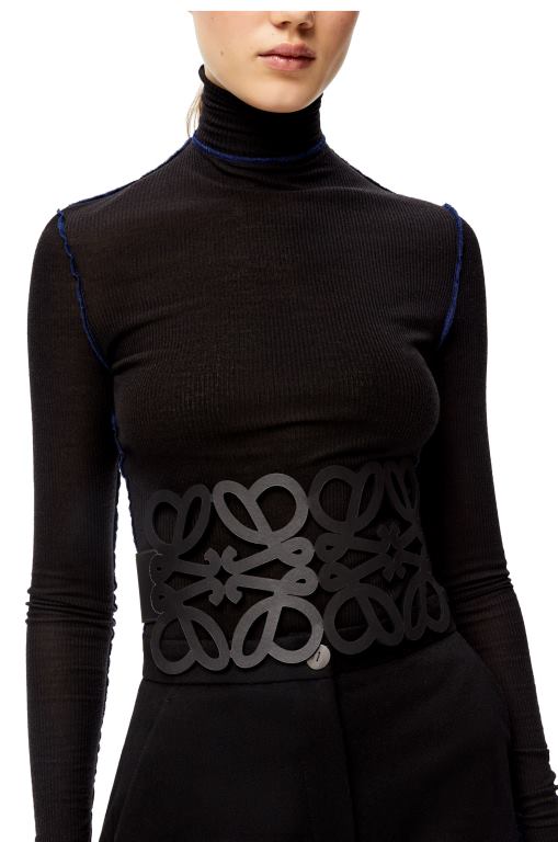 Loewe Women Anagram cut out belt in calfskin 206XF1157 Black