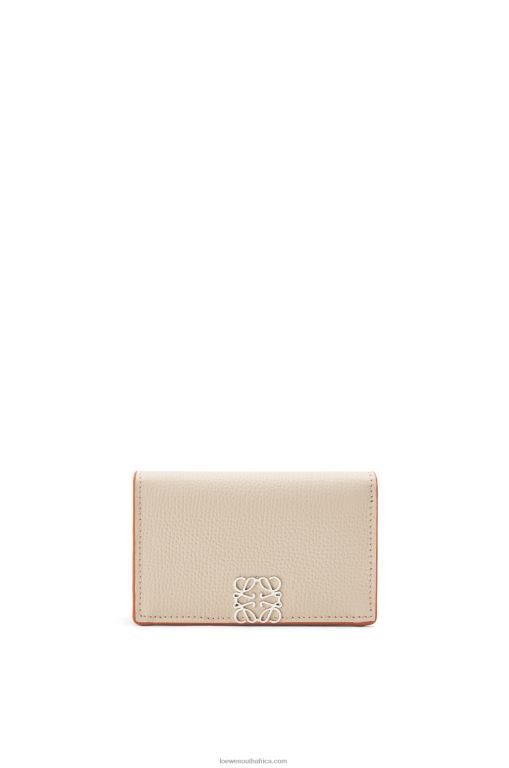 Loewe Women Anagram business cardholder in pebble grain calfskin 206XF1349 Light Ghost