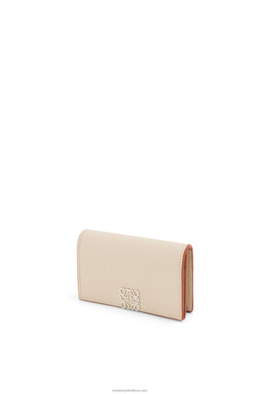 Loewe Women Anagram business cardholder in pebble grain calfskin 206XF1349 Light Ghost