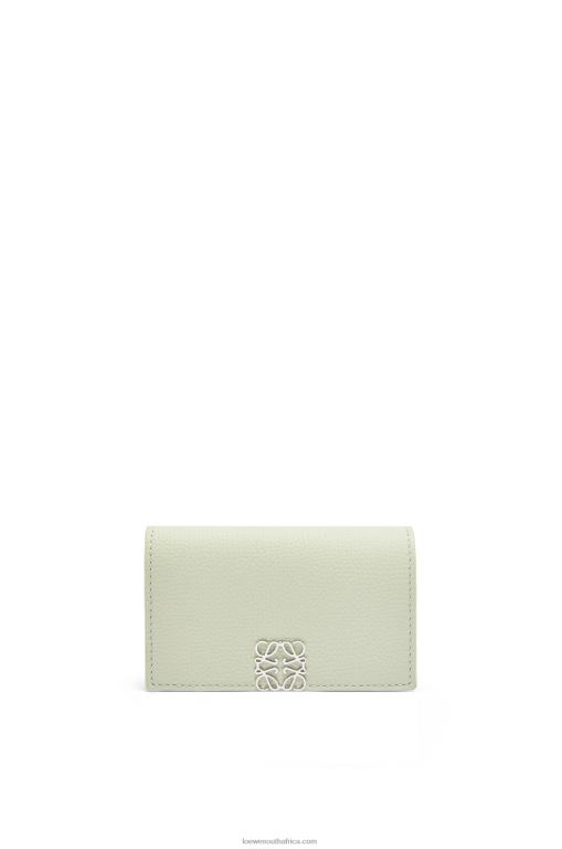 Loewe Women Anagram business cardholder in pebble grain calfskin 206XF1350 Light Celadon