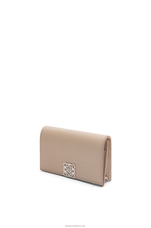 Loewe Women Anagram business cardholder in pebble grain calfskin 206XF1351 Sand