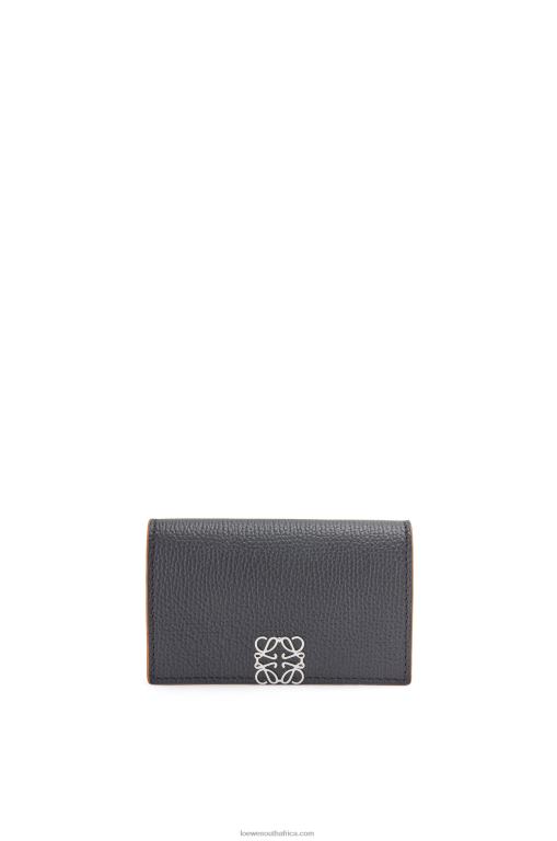 Loewe Women Anagram business cardholder in pebble grain calfskin 206XF1352 Black