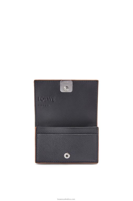 Loewe Women Anagram business cardholder in pebble grain calfskin 206XF1352 Black