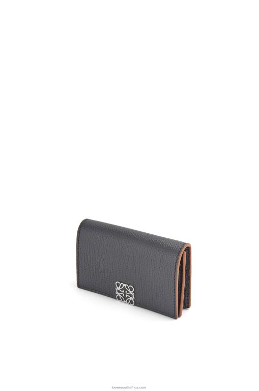 Loewe Women Anagram business cardholder in pebble grain calfskin 206XF1352 Black