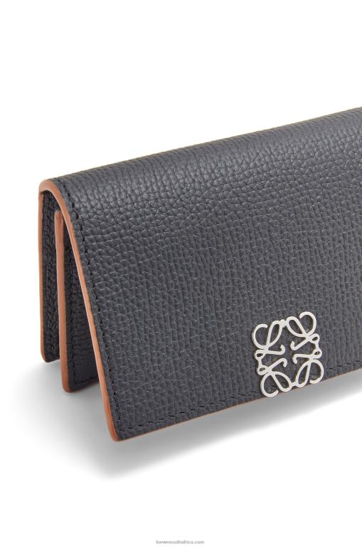 Loewe Women Anagram business cardholder in pebble grain calfskin 206XF1352 Black