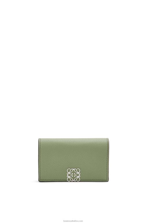 Loewe Women Anagram business cardholder in pebble grain calfskin 206XF1373 Rosemary
