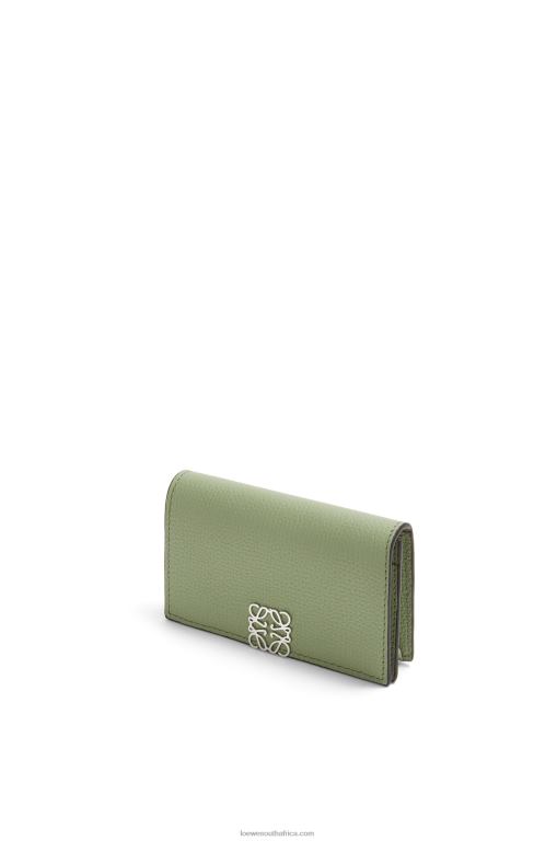 Loewe Women Anagram business cardholder in pebble grain calfskin 206XF1373 Rosemary
