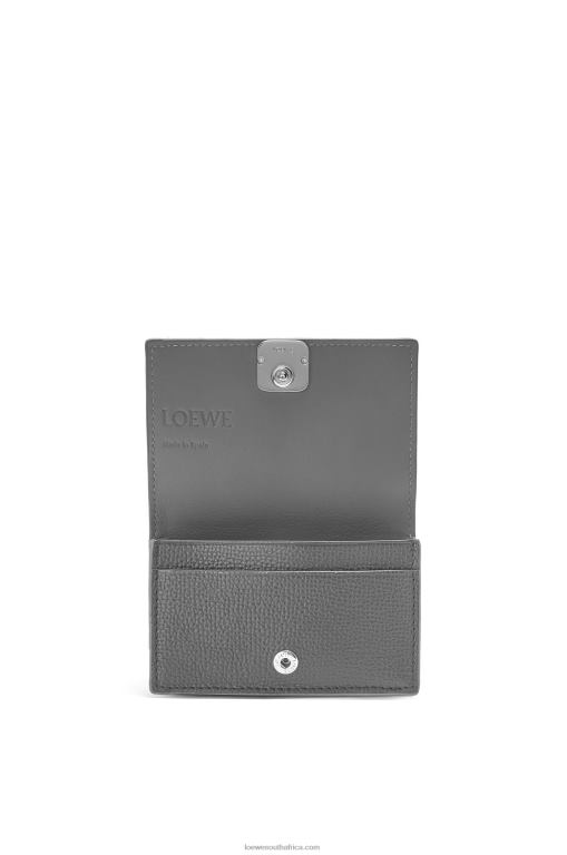 Loewe Women Anagram business cardholder in pebble grain calfskin 206XF1374 Asphalt Grey