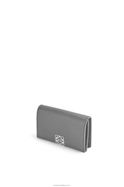 Loewe Women Anagram business cardholder in pebble grain calfskin 206XF1374 Asphalt Grey