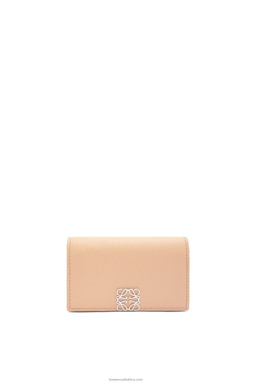 Loewe Women Anagram business cardholder in pebble grain calfskin 206XF1375 Nude