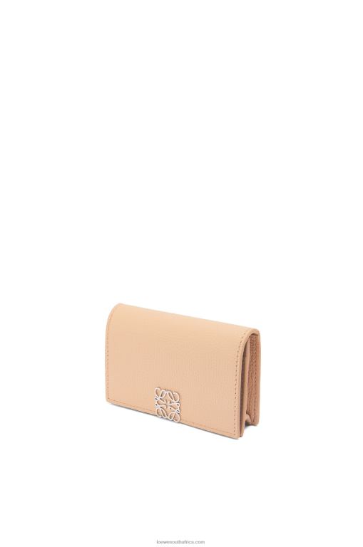 Loewe Women Anagram business cardholder in pebble grain calfskin 206XF1375 Nude