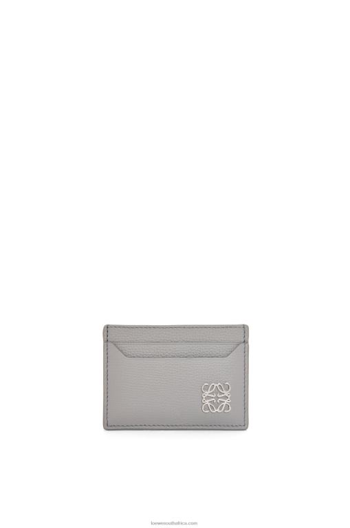 Loewe Women Anagram plain cardholder in pebble grain calfskin 206XF1322 Pearl Grey
