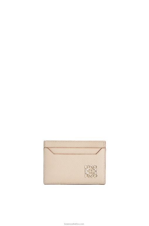 Loewe Women Anagram plain cardholder in pebble grain calfskin 206XF1356 Light Ghost