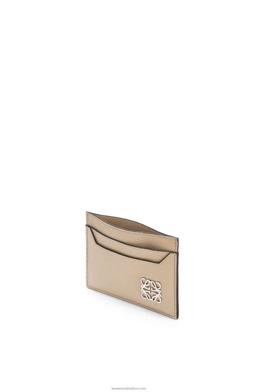 Loewe Women Anagram plain cardholder in pebble grain calfskin 206XF1357 Sand