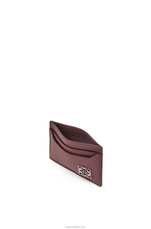Loewe Women Anagram plain cardholder in pebble grain calfskin 206XF1358 Burgundy