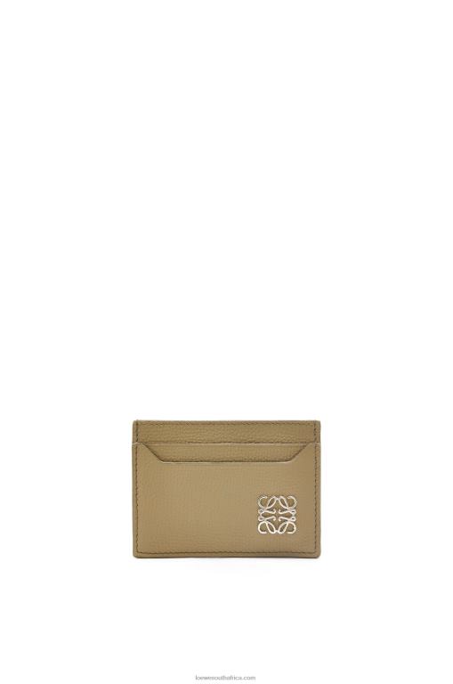 Loewe Women Anagram plain cardholder in pebble grain calfskin 206XF1371 Artichoke Green