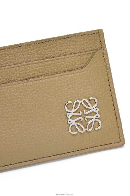 Loewe Women Anagram plain cardholder in pebble grain calfskin 206XF1371 Artichoke Green