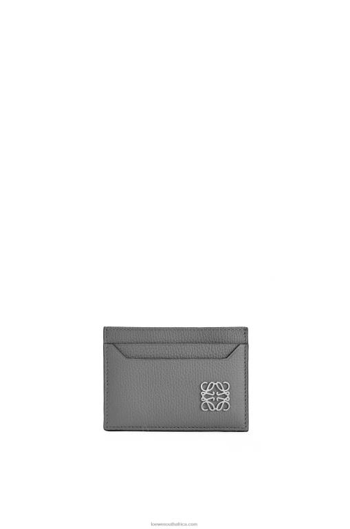 Loewe Women Anagram plain cardholder in pebble grain calfskin 206XF1372 Asphalt Grey