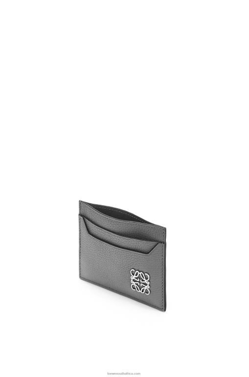 Loewe Women Anagram plain cardholder in pebble grain calfskin 206XF1372 Asphalt Grey