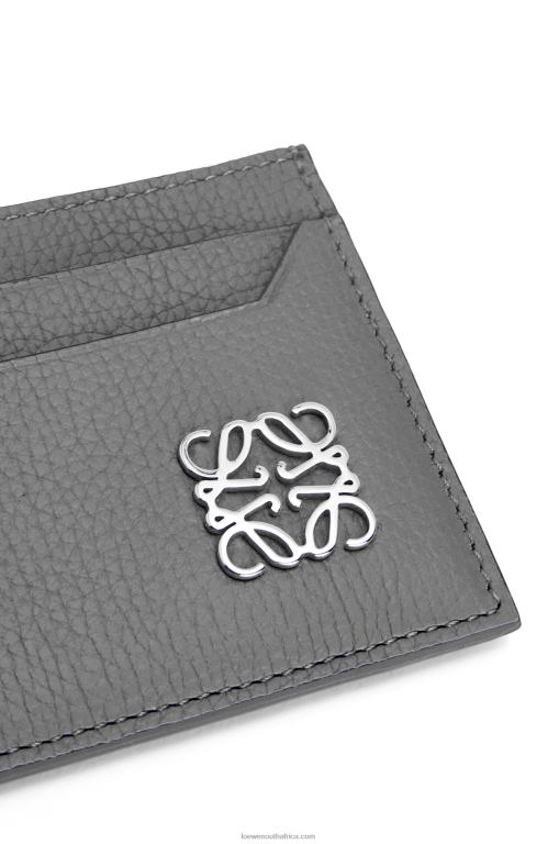 Loewe Women Anagram plain cardholder in pebble grain calfskin 206XF1372 Asphalt Grey