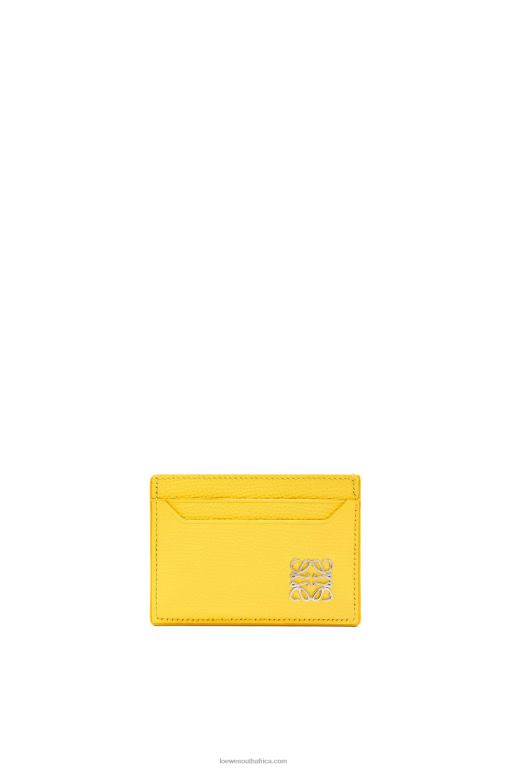 Loewe Women Anagram plain cardholder in pebble grain calfskin 206XF1402 Lemon