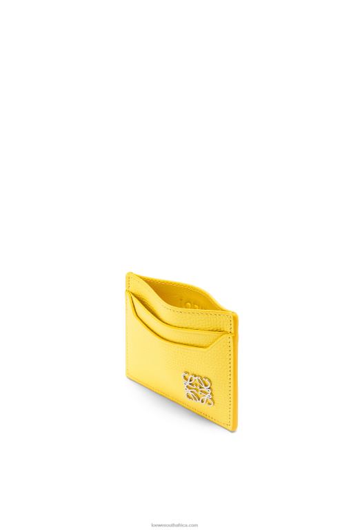 Loewe Women Anagram plain cardholder in pebble grain calfskin 206XF1402 Lemon