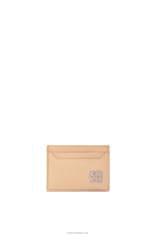 Loewe Women Anagram plain cardholder in pebble grain calfskin 206XF1403 Nude