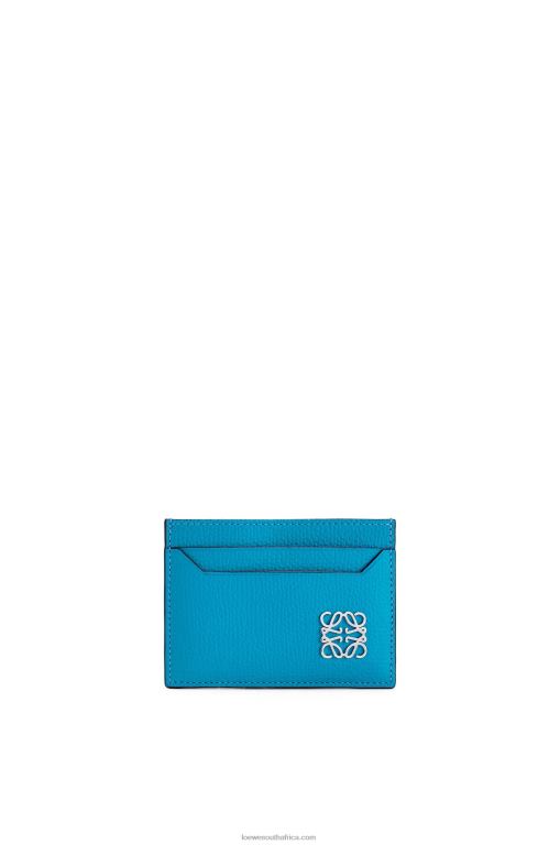 Loewe Women Anagram plain cardholder in pebble grain calfskin 206XF1415 Lagoon Blue