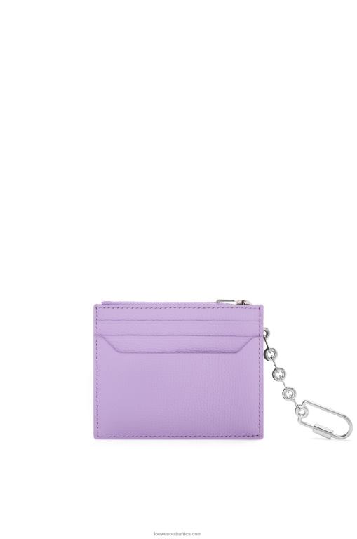 Loewe Women Anagram square cardholder in pebble grain calfskin with chain 206XF1323 Light Mauve