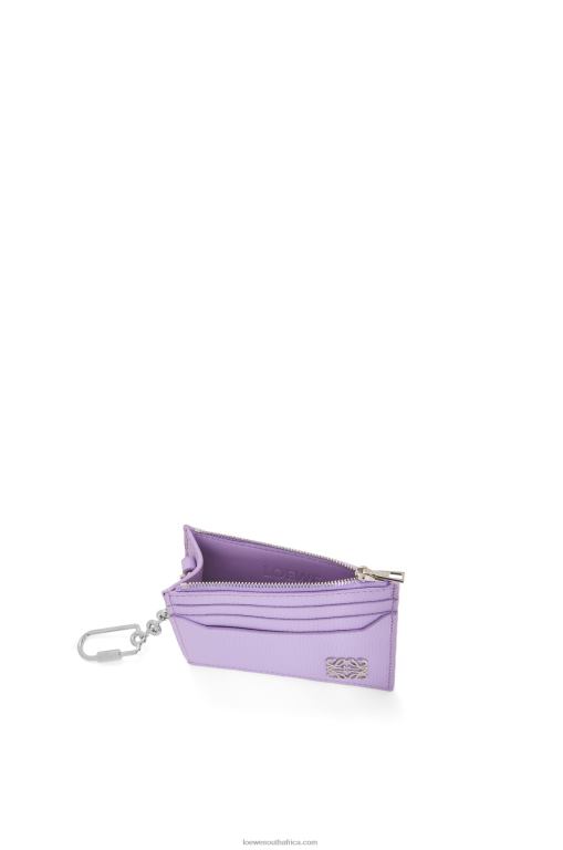 Loewe Women Anagram square cardholder in pebble grain calfskin with chain 206XF1323 Light Mauve