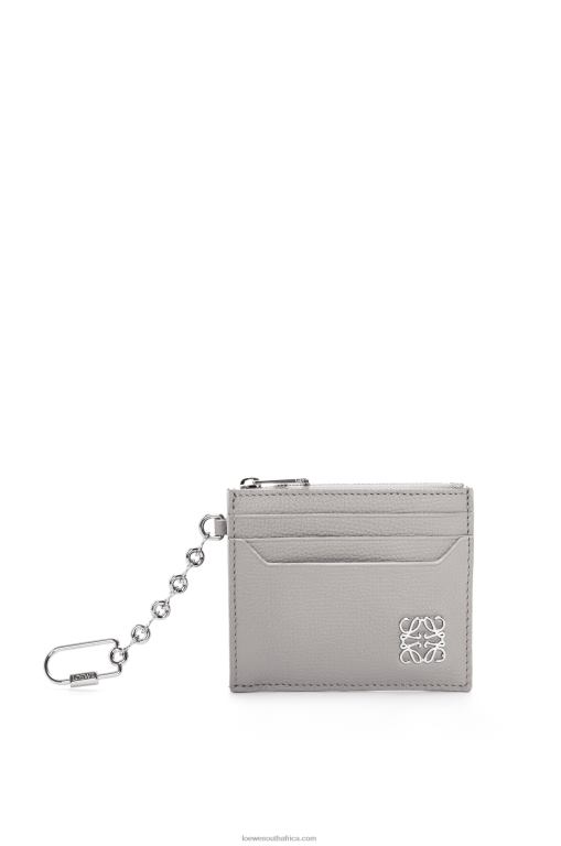 Loewe Women Anagram square key cardholder in pebble grain calfskin 206XF1321 Pearl Grey