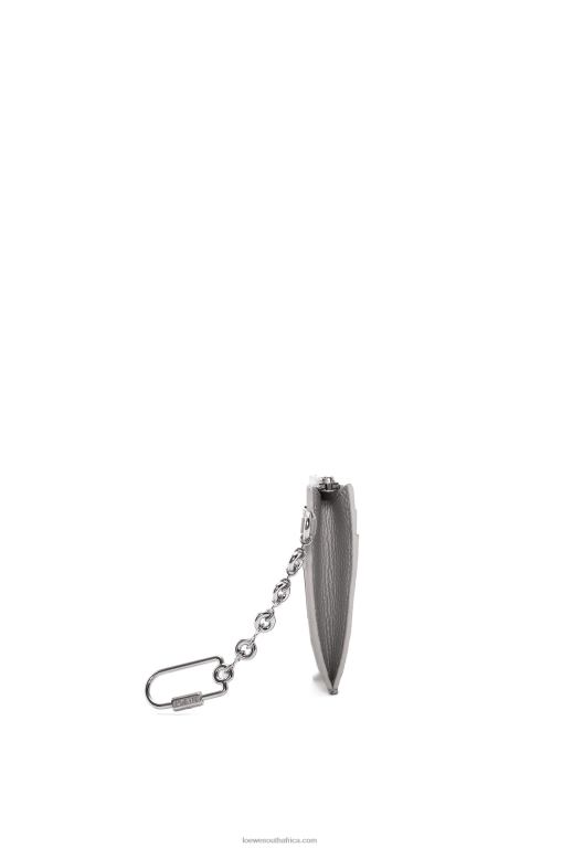 Loewe Women Anagram square key cardholder in pebble grain calfskin 206XF1321 Pearl Grey