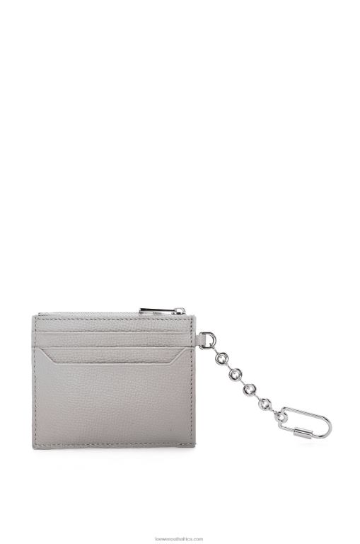 Loewe Women Anagram square key cardholder in pebble grain calfskin 206XF1321 Pearl Grey