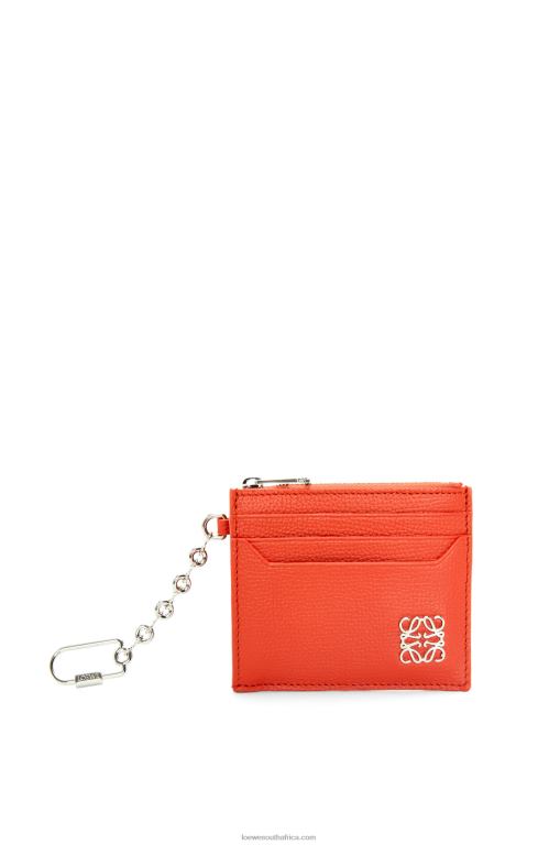 Loewe Women Anagram square key cardholder in pebble grain calfskin 206XF1324 Sunrise Orange