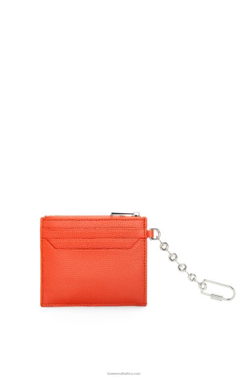 Loewe Women Anagram square key cardholder in pebble grain calfskin 206XF1324 Sunrise Orange