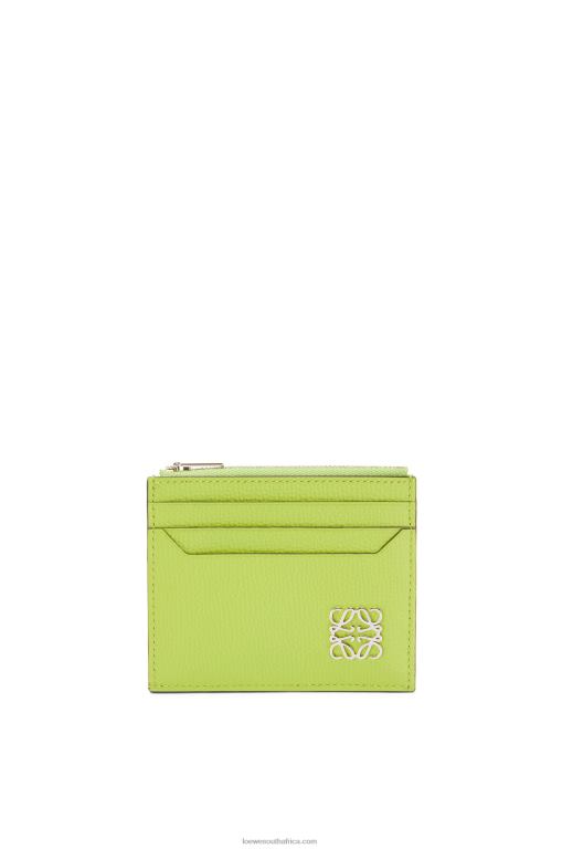 Loewe Women Anagram square zip cardholder in pebble grain calfskin 206XF1410 Green Bean