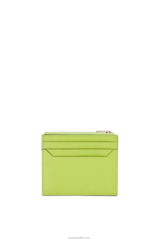 Loewe Women Anagram square zip cardholder in pebble grain calfskin 206XF1410 Green Bean