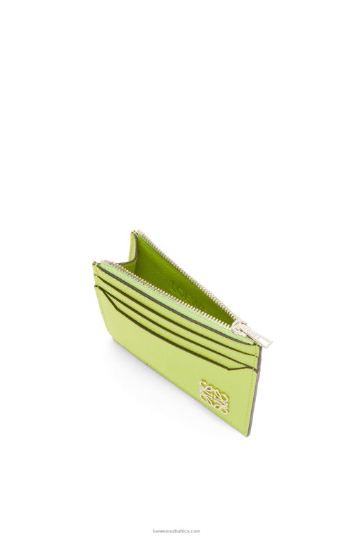 Loewe Women Anagram square zip cardholder in pebble grain calfskin 206XF1410 Green Bean