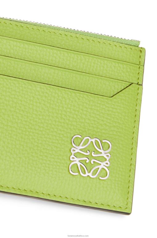Loewe Women Anagram square zip cardholder in pebble grain calfskin 206XF1410 Green Bean