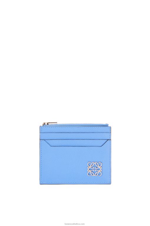 Loewe Women Anagram square zip cardholder in pebble grain calfskin 206XF1413 Celestine Blue