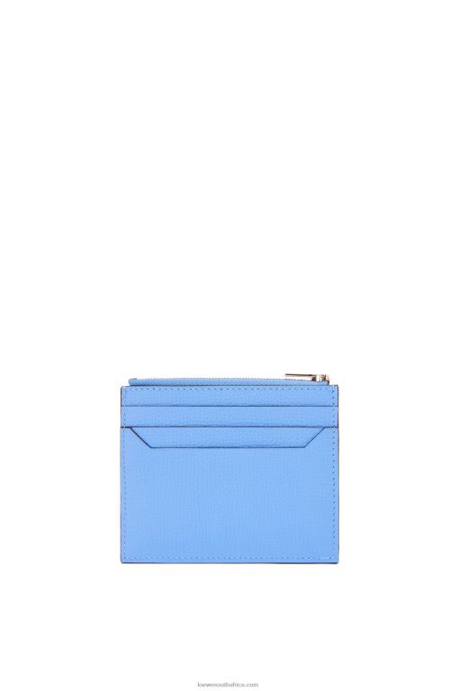 Loewe Women Anagram square zip cardholder in pebble grain calfskin 206XF1413 Celestine Blue