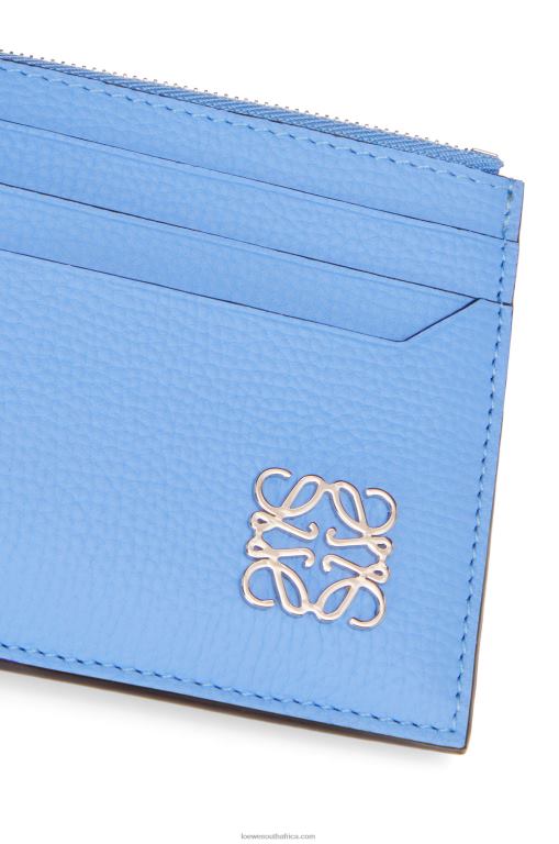 Loewe Women Anagram square zip cardholder in pebble grain calfskin 206XF1413 Celestine Blue